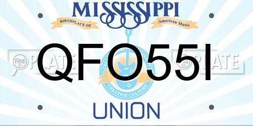 QFO55I Mississippi License Plate