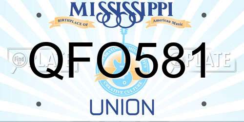 QFO581 Mississippi License Plate