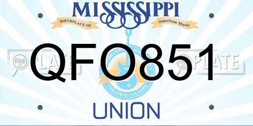 QFO851 Mississippi License Plate