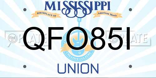 QFO85I Mississippi License Plate
