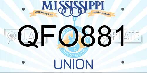 QFO881 Mississippi License Plate