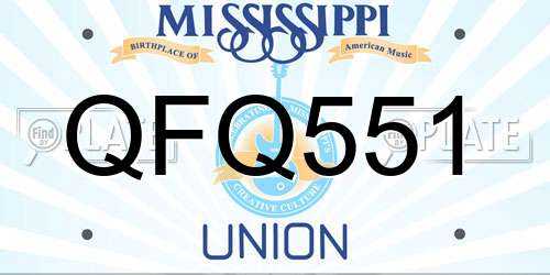 QFQ551 Mississippi License Plate