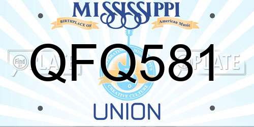 QFQ581 Mississippi License Plate