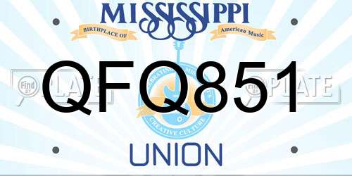 QFQ851 Mississippi License Plate
