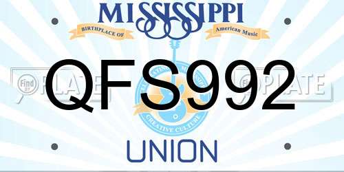 QFS992 Mississippi License Plate