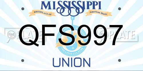 QFS997 Mississippi License Plate