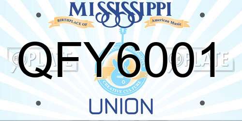 QFY6001 Mississippi License Plate
