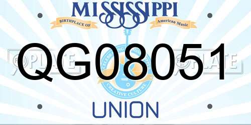 QG08051 Mississippi License Plate