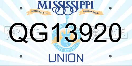 QG13920 Mississippi License Plate