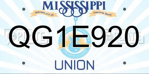 QG1E920 Mississippi License Plate