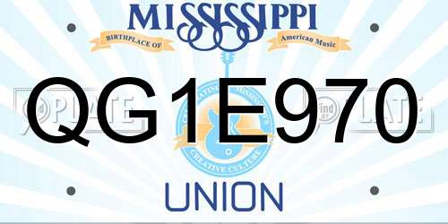 QG1E970 Mississippi License Plate