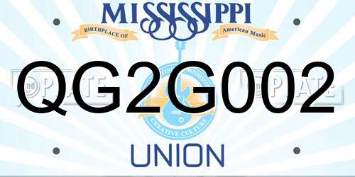 QG2G002 Mississippi License Plate
