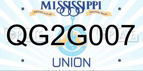 QG2G007 Mississippi License Plate