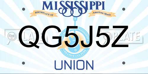 QG5J5Z Mississippi License Plate