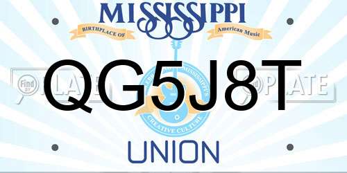 QG5J8T Mississippi License Plate