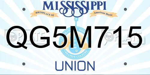 QG5M715 Mississippi License Plate