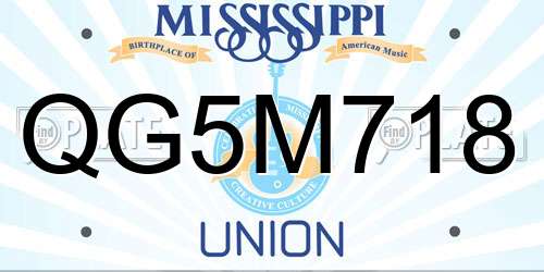 QG5M718 Mississippi License Plate