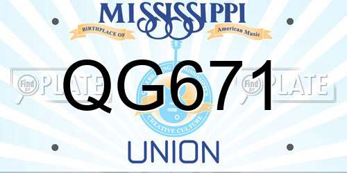 QG671 Mississippi License Plate
