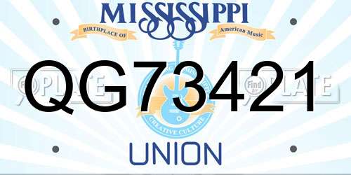 QG73421 Mississippi License Plate