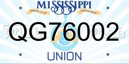 QG76002 Mississippi License Plate