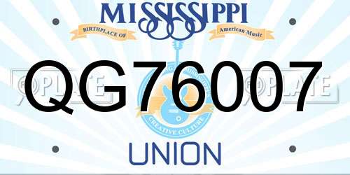 QG76007 Mississippi License Plate