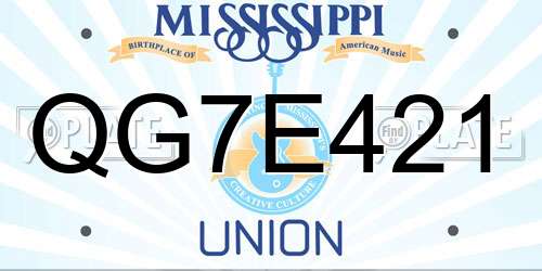 QG7E421 Mississippi License Plate