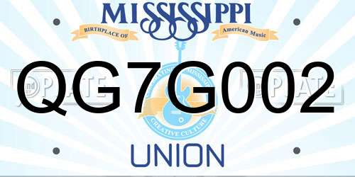 QG7G002 Mississippi License Plate