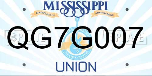 QG7G007 Mississippi License Plate