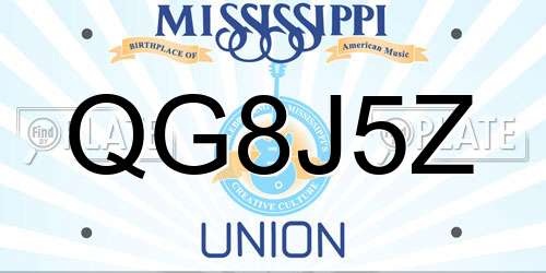 QG8J5Z Mississippi License Plate