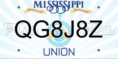 QG8J8Z Mississippi License Plate