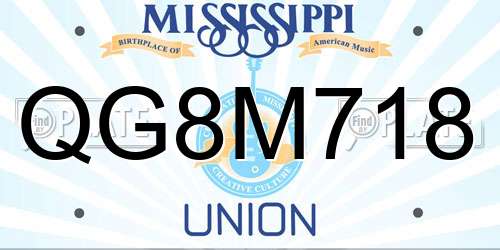 QG8M718 Mississippi License Plate
