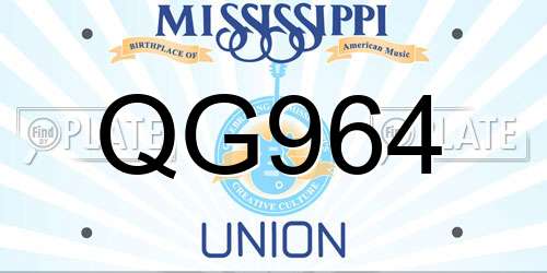 QG964 Mississippi License Plate