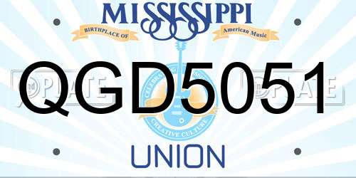 QGD5051 Mississippi License Plate