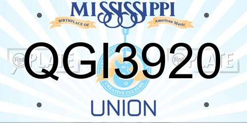 QGI3920 Mississippi License Plate