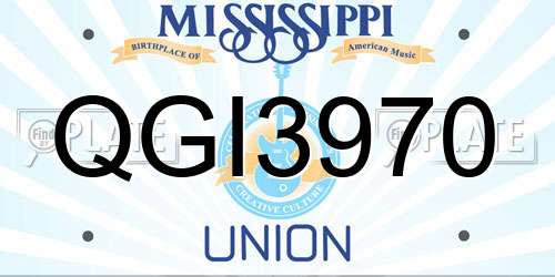 QGI3970 Mississippi License Plate