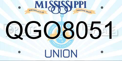 QGO8051 Mississippi License Plate