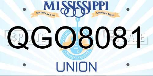 QGO8081 Mississippi License Plate