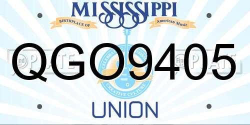 QGO9405 Mississippi License Plate