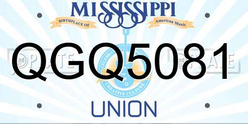 QGQ5081 Mississippi License Plate