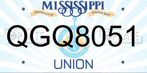 QGQ8051 Mississippi License Plate