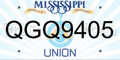QGQ9405 Mississippi License Plate