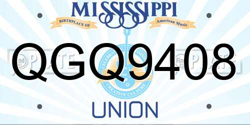 QGQ9408 Mississippi License Plate