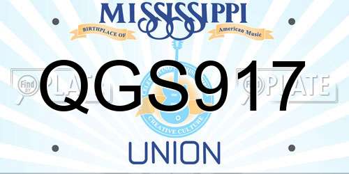 QGS917 Mississippi License Plate