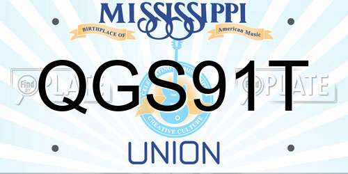 QGS91T Mississippi License Plate