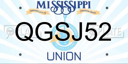 QGSJ52 Mississippi License Plate