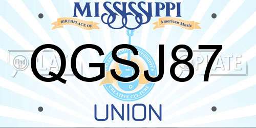 QGSJ87 Mississippi License Plate