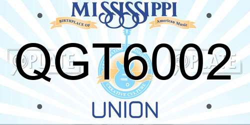 QGT6002 Mississippi License Plate