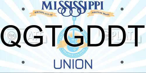 QGTGDDT Mississippi License Plate