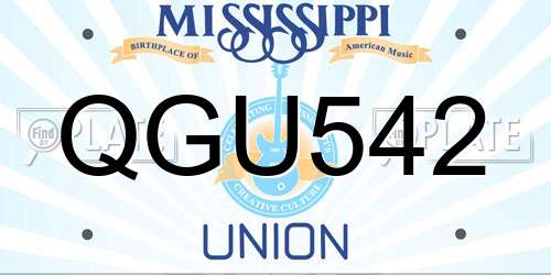 QGU542 Mississippi License Plate