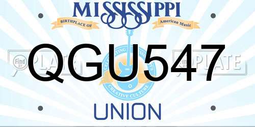 QGU547 Mississippi License Plate